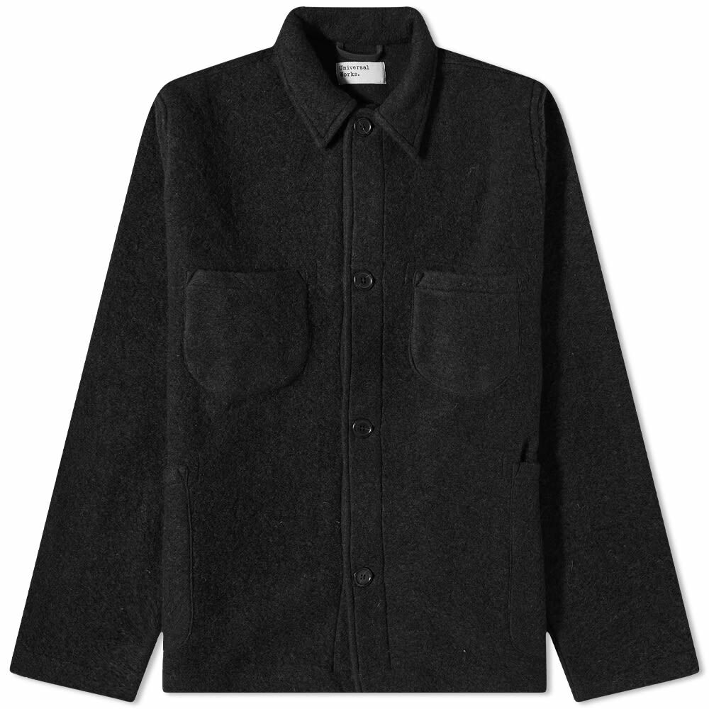 Universal Works Men's Wool Fleece Lumber Jacket in Black Universal Works