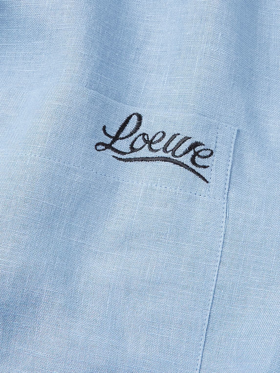 Loewe - Paula's Ibiza Camp-Collar Logo-Embroidered Linen Shirt - Blue Loewe