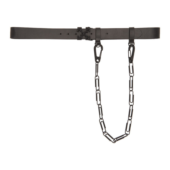black leather chain belt