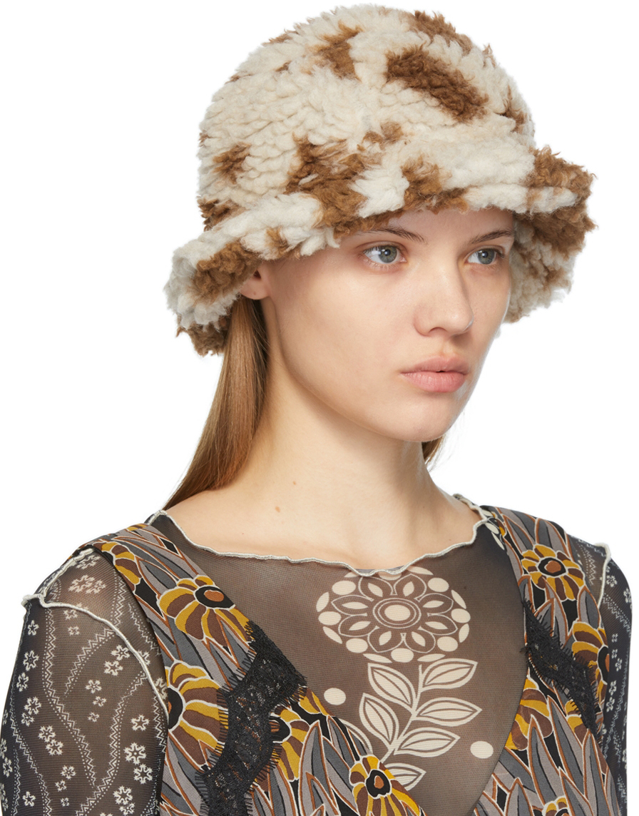 Faux-Shearling Bucket Hat Anna Sui