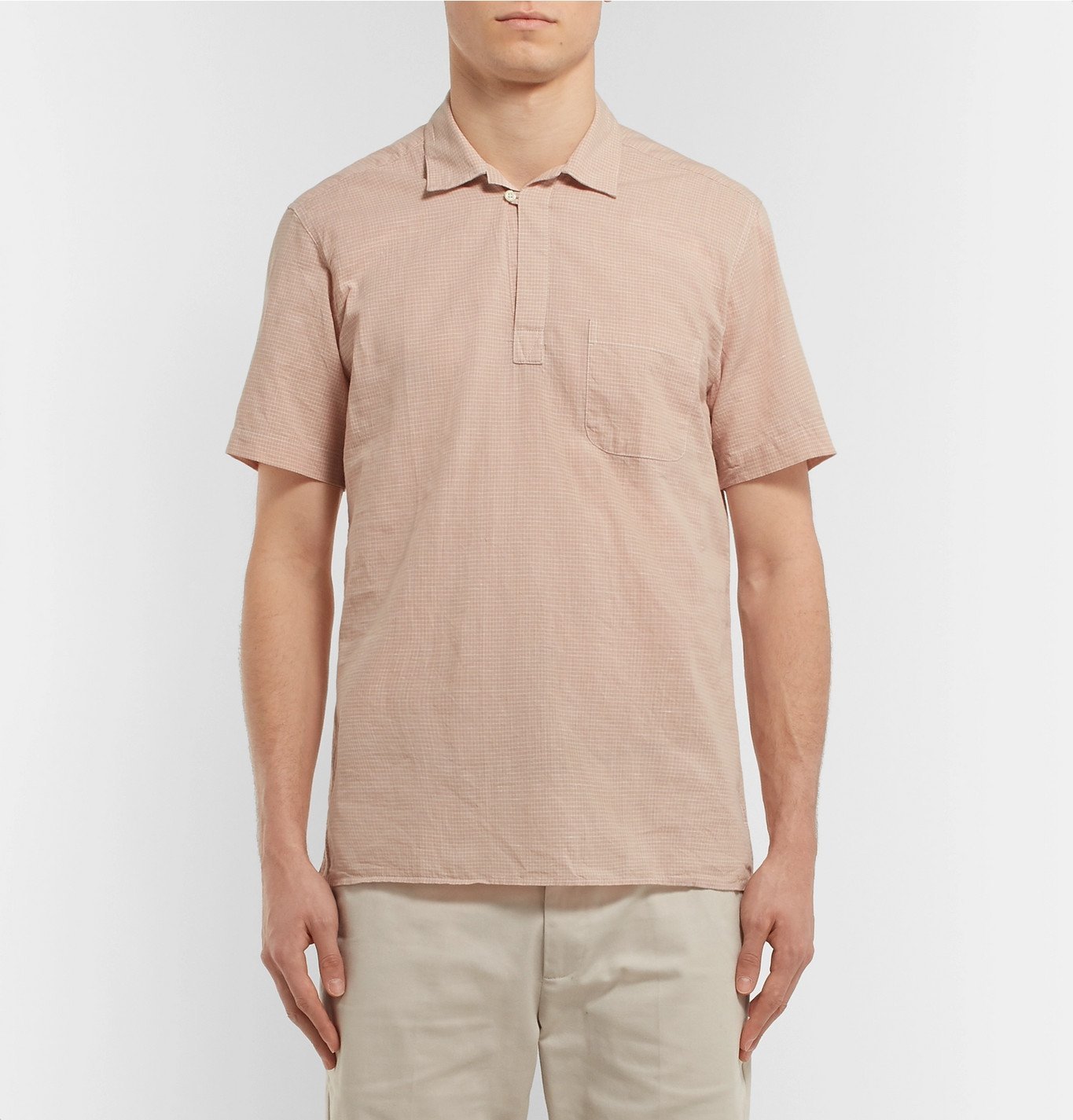 Oliver Spencer - Yarmouth Linen and Cotton-Blend Half-Placket Shirt - Pink