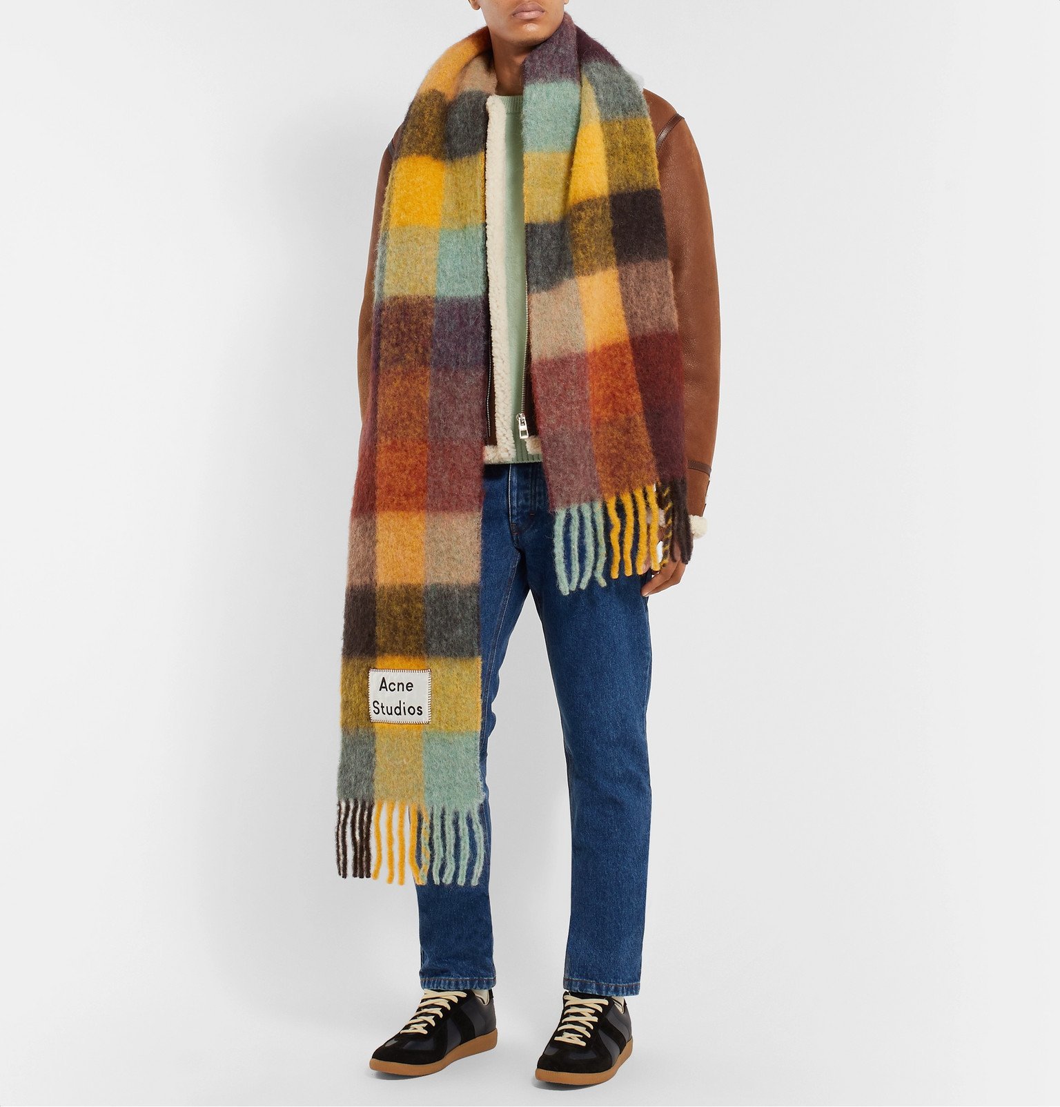 Acne Studios - Vally Fringed Checked Alpaca, Wool and Mohair-Blend ...