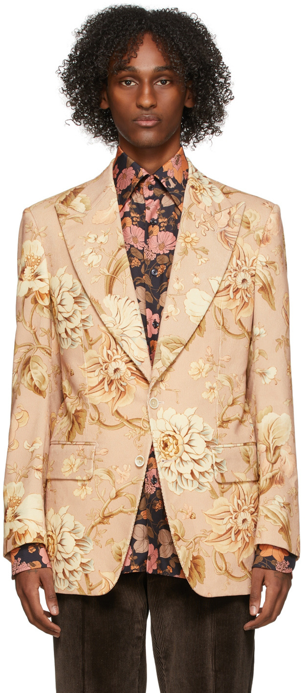 TOM FORD Pink Corduroy Floral Blazer TOM FORD