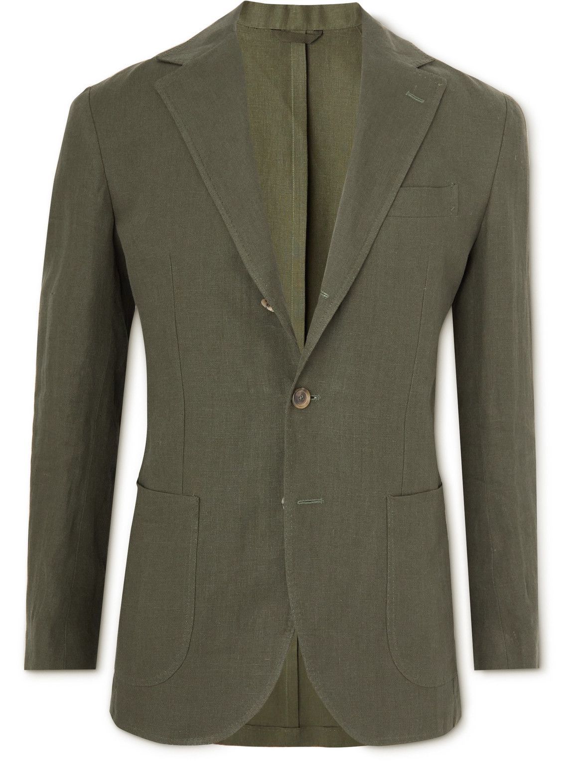 De Petrillo - Unstructured Linen Suit Jacket - Green De Petrillo