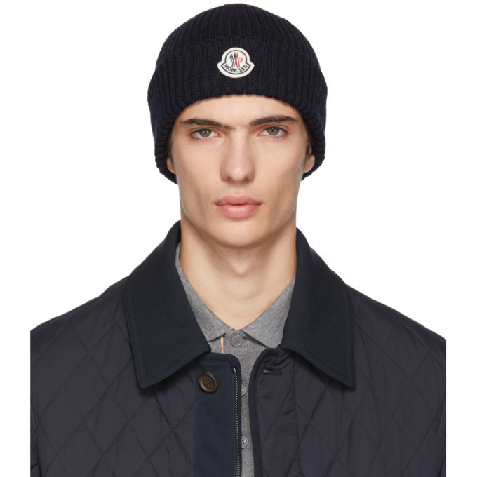 Moncler Navy Extra Fine Knit Beanie Moncler