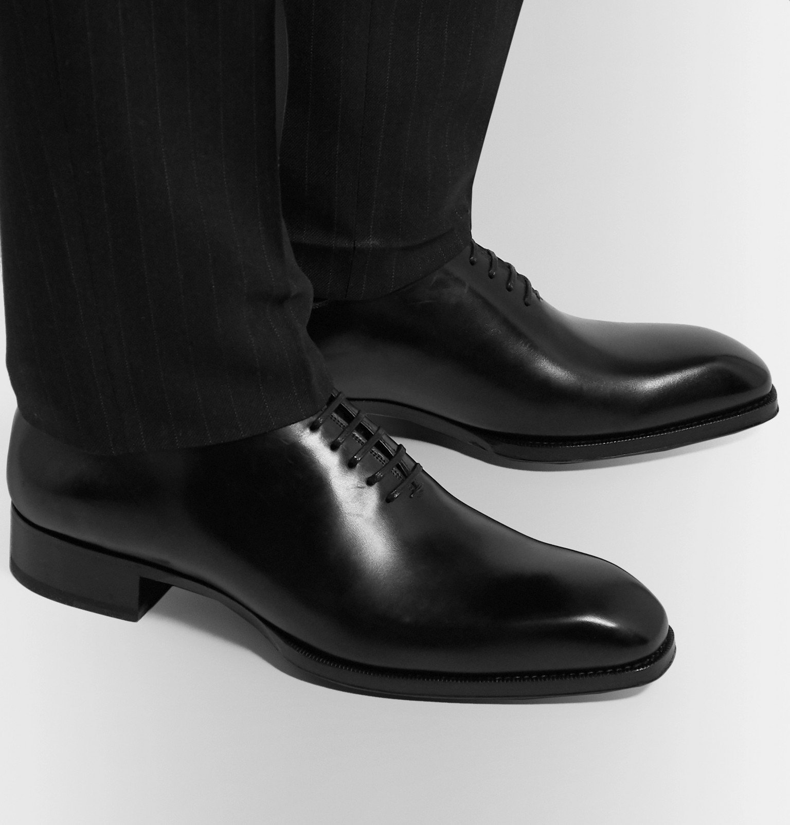 TOM FORD - Elkan Whole-Cut Polished-Leather Oxford Shoes - Black TOM FORD