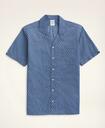 Brooks Brothers Men's Regent Regular-Fit Camp Collar Poplin Short-Sleeve Shirt Foulard | Blue