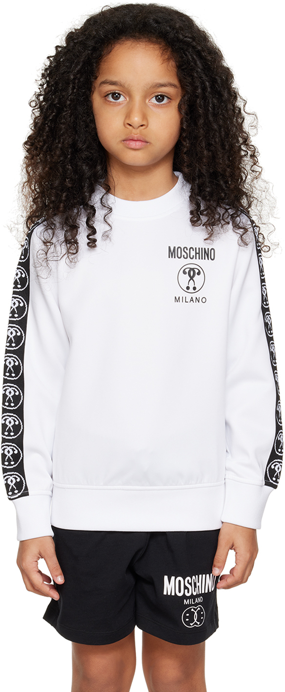 Moschino White Kids Pencil-Print Long-Sleeves Top