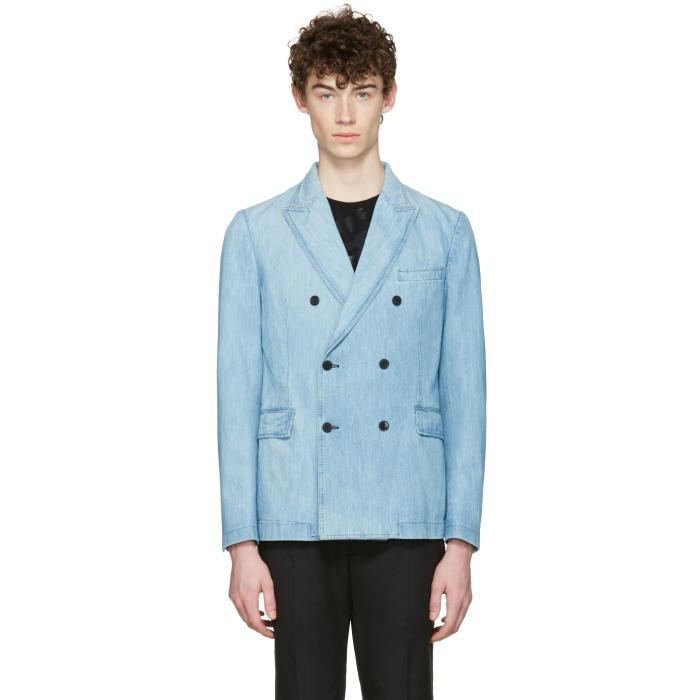 Valentino Blue Denim Double-Breasted Blazer Valentino