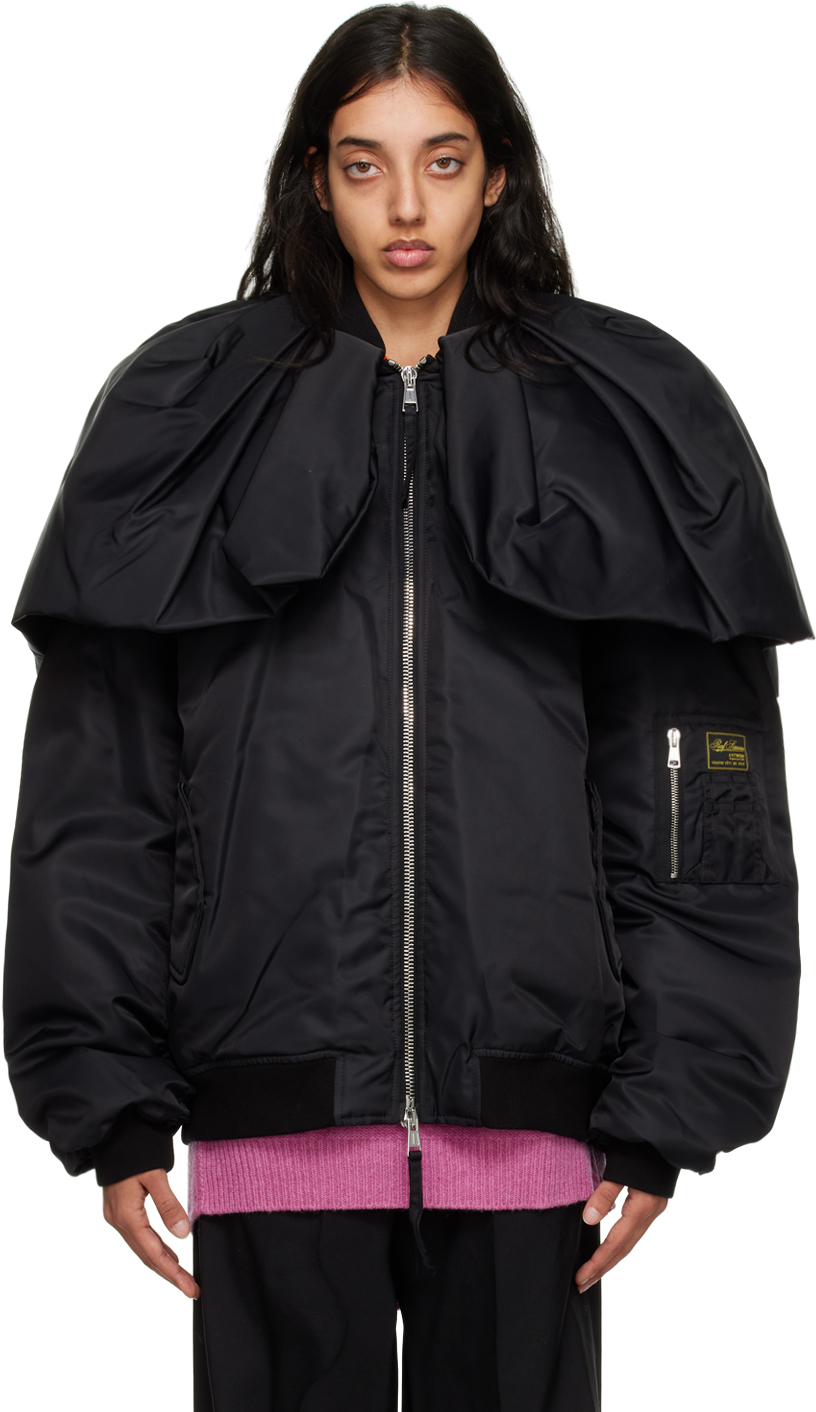 Raf Simons Black Couture Drape Bomber Jacket Raf Simons