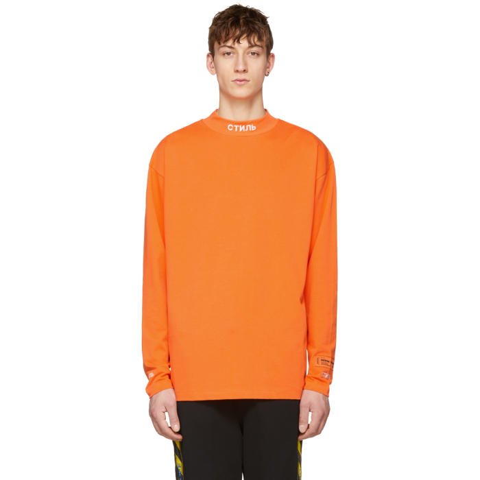 orange turtleneck shirt