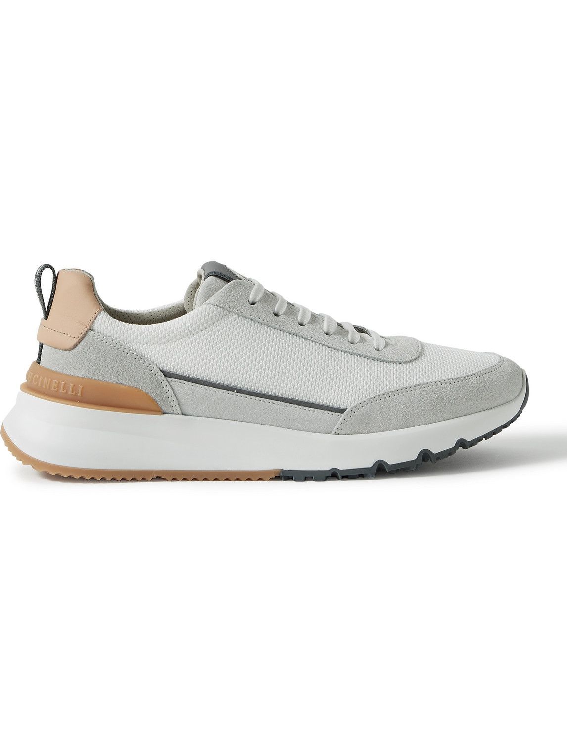 Brunello Cucinelli - Leather and Suede-Trimmed Mesh Sneakers - White ...