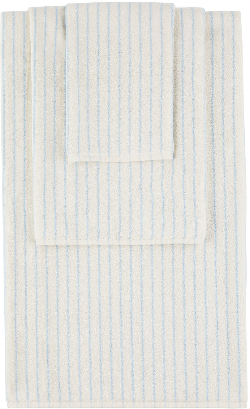 Tekla Off-White Striped Three-Piece Towel Set Tekla Fabrics