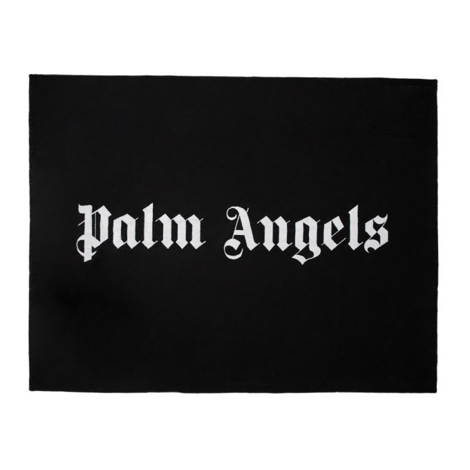 Palm Angels Black Logo Beach Towel Palm Angels