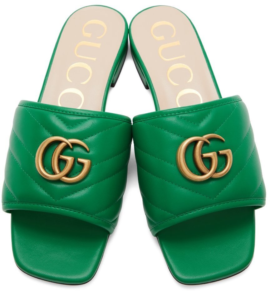 Gucci Green Quilted 'GG' Jolie Sandals Gucci
