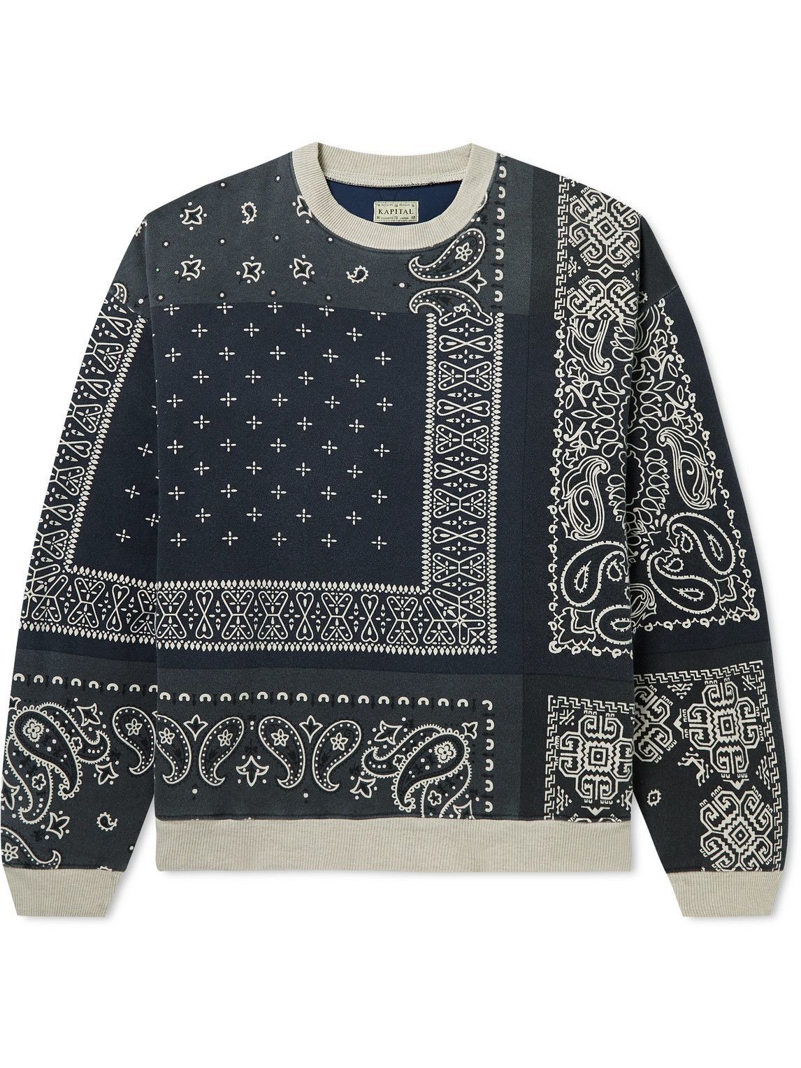 KAPITAL - Bandana-Print Cotton-Jersey and Quilted Shell Sweatshirt ...