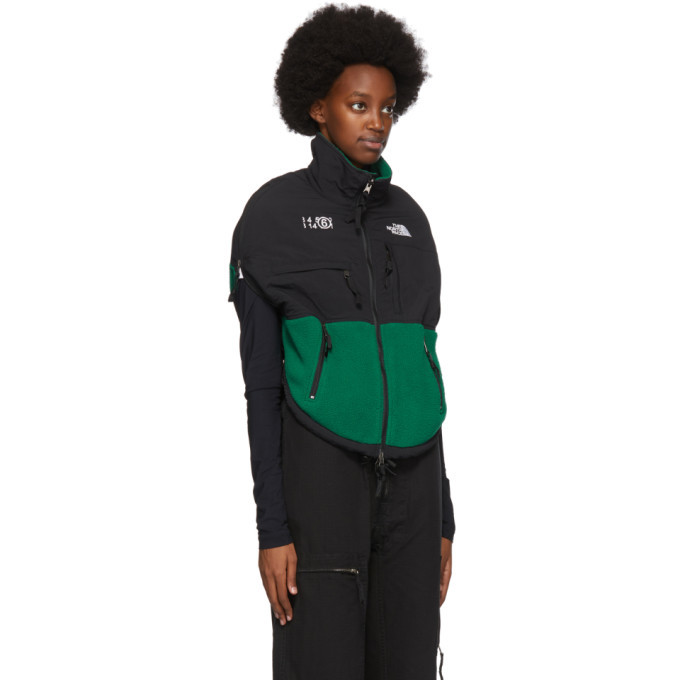 north face black and green fleece