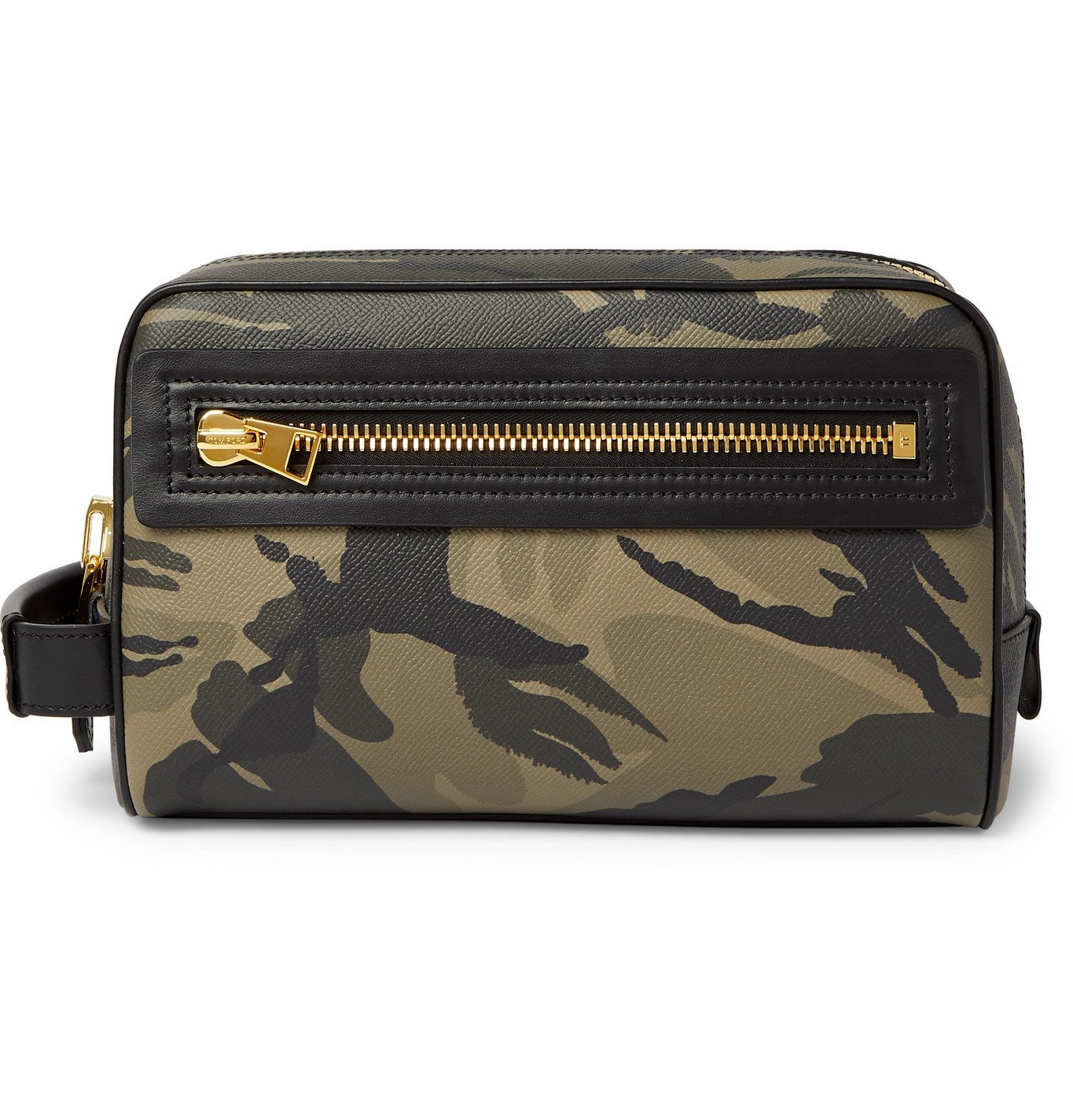 TOM FORD - Camouflage-Print Full-Grain Leather Wash Bag - Gray TOM FORD