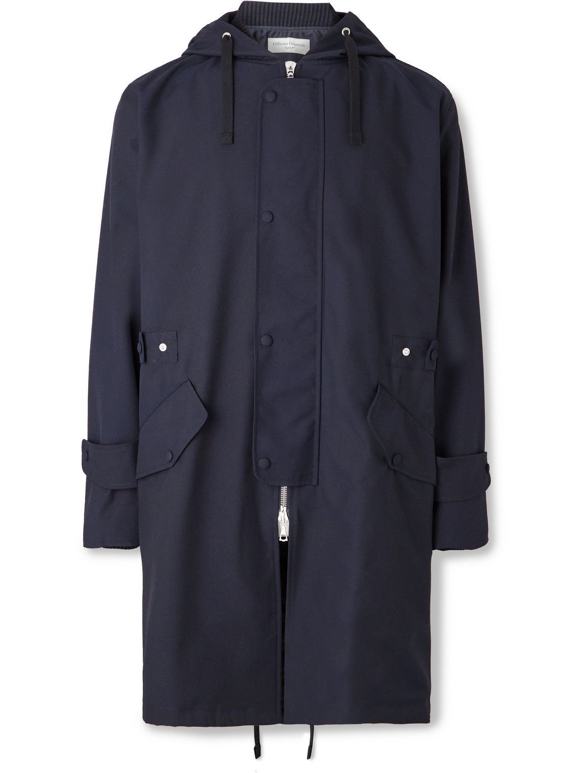 Officine Générale - Bradley Jersey-Trimmed Shell Hooded Parka - Blue ...