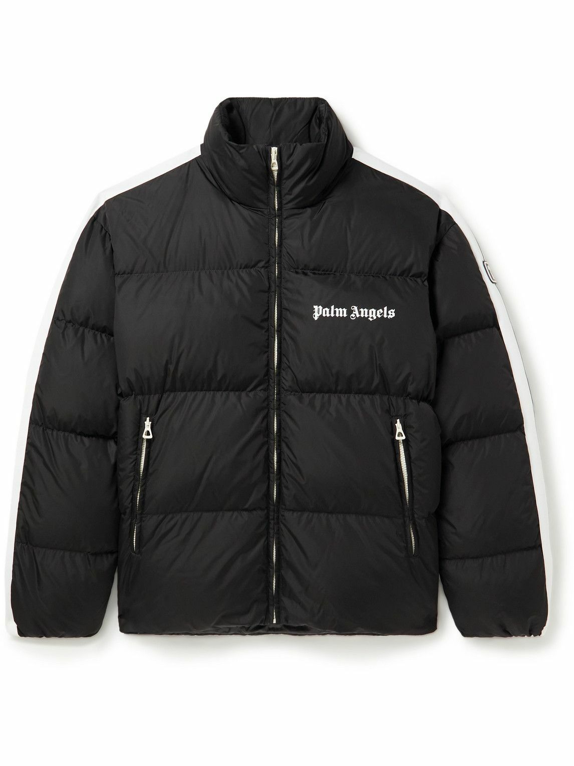 Palm Angels - Logo-Print Striped Quilted Shell Down Jacket - Black Palm ...