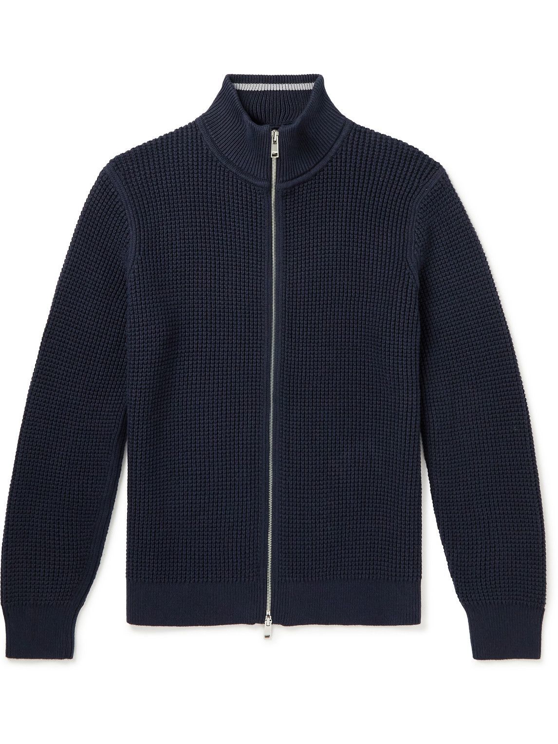 Theory - Gary Waffle-Knit Cotton and Cashmere-Blend Zip-Up Cardigan ...