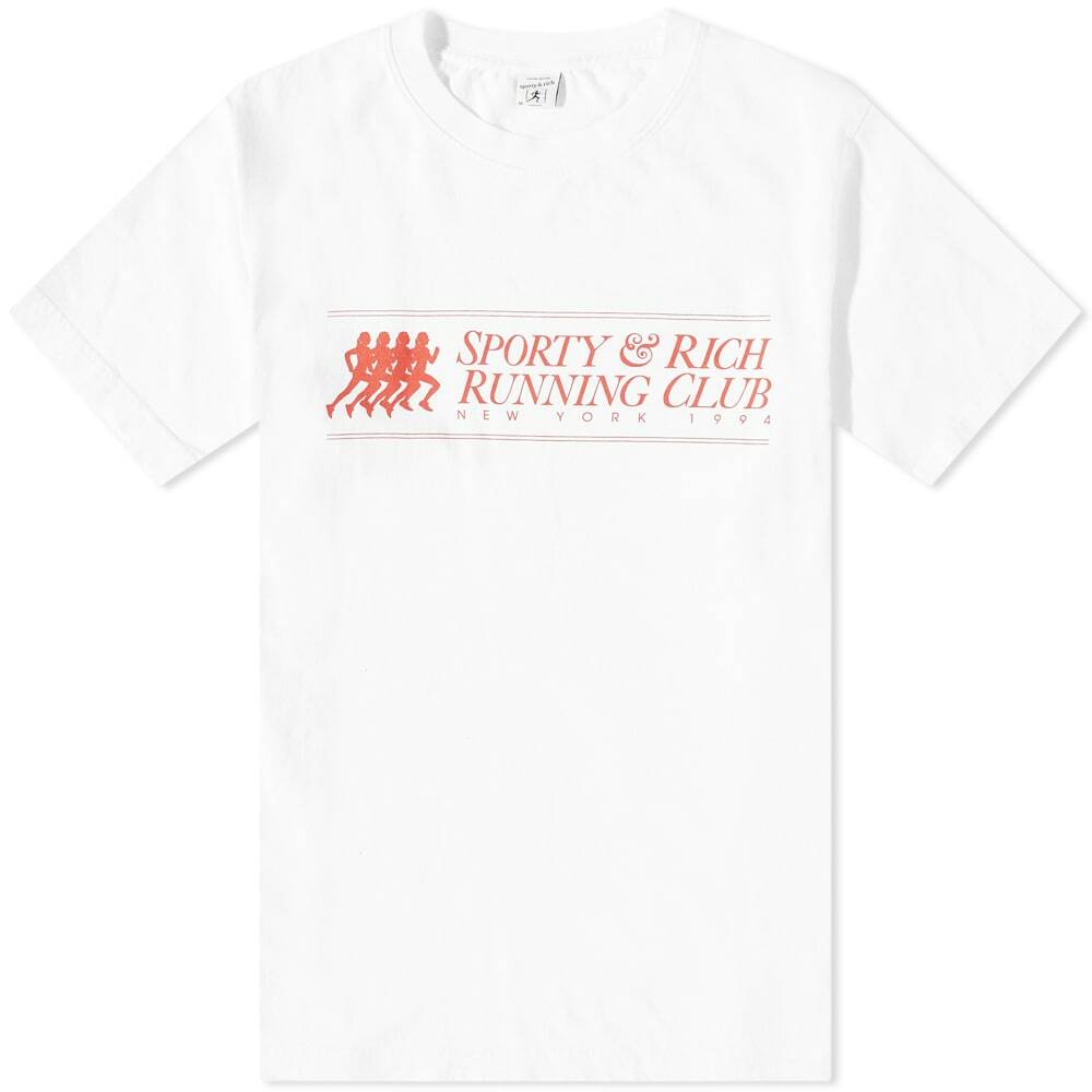 Sporty & Rich 94 Running Club TShirt in White/Cherry Sporty & Rich