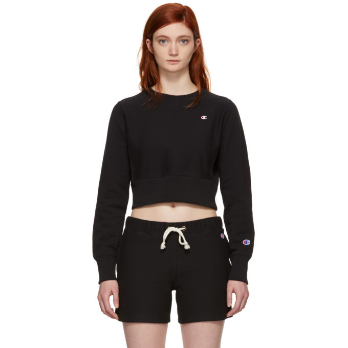 black cropped champion sweatshirt