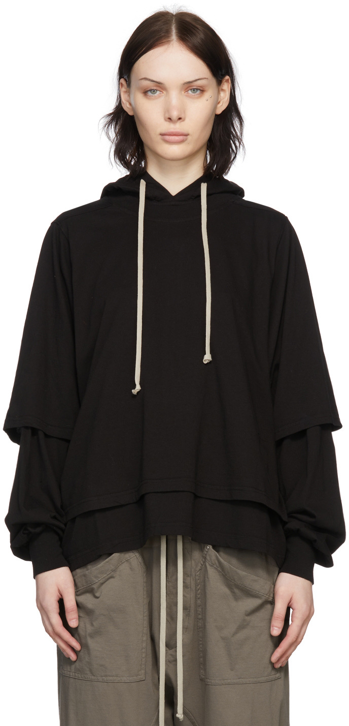 Rick Owens Drkshdw Black Organic Cotton Hoodie Rick Owens Drkshdw