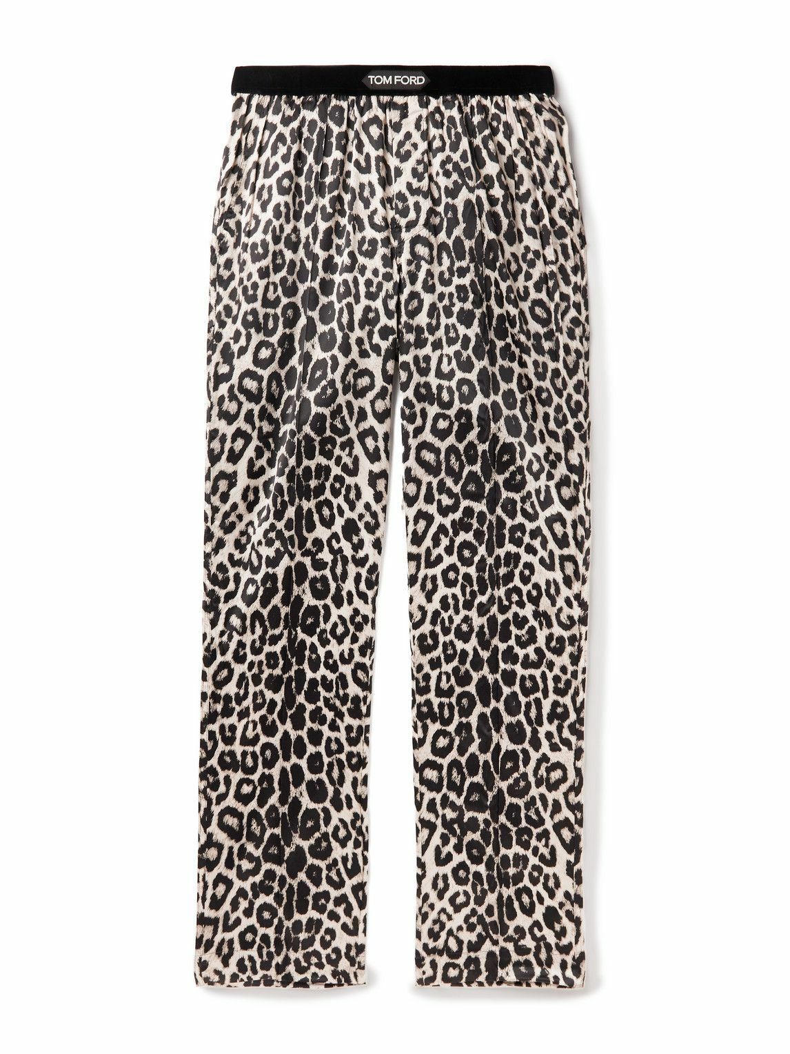 TOM FORD - Leopard-Print Velvet-Trimmed Silk-Blend Pyjama Trousers ...