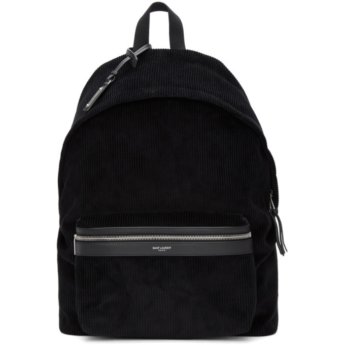 Saint Laurent Black Corduroy City Backpack Saint Laurent