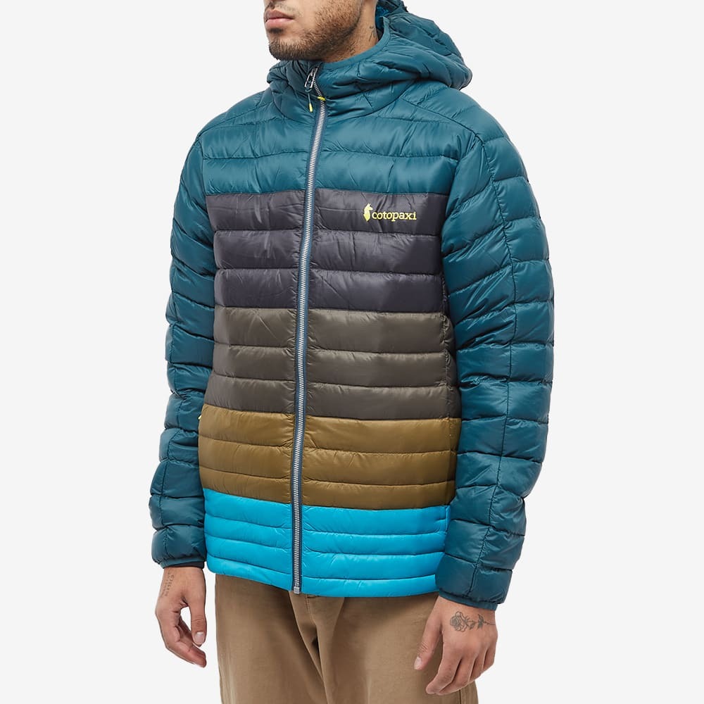 Cotopaxi Men's Fuego Down Hooded Jacket in Colour Block Deep Ocean