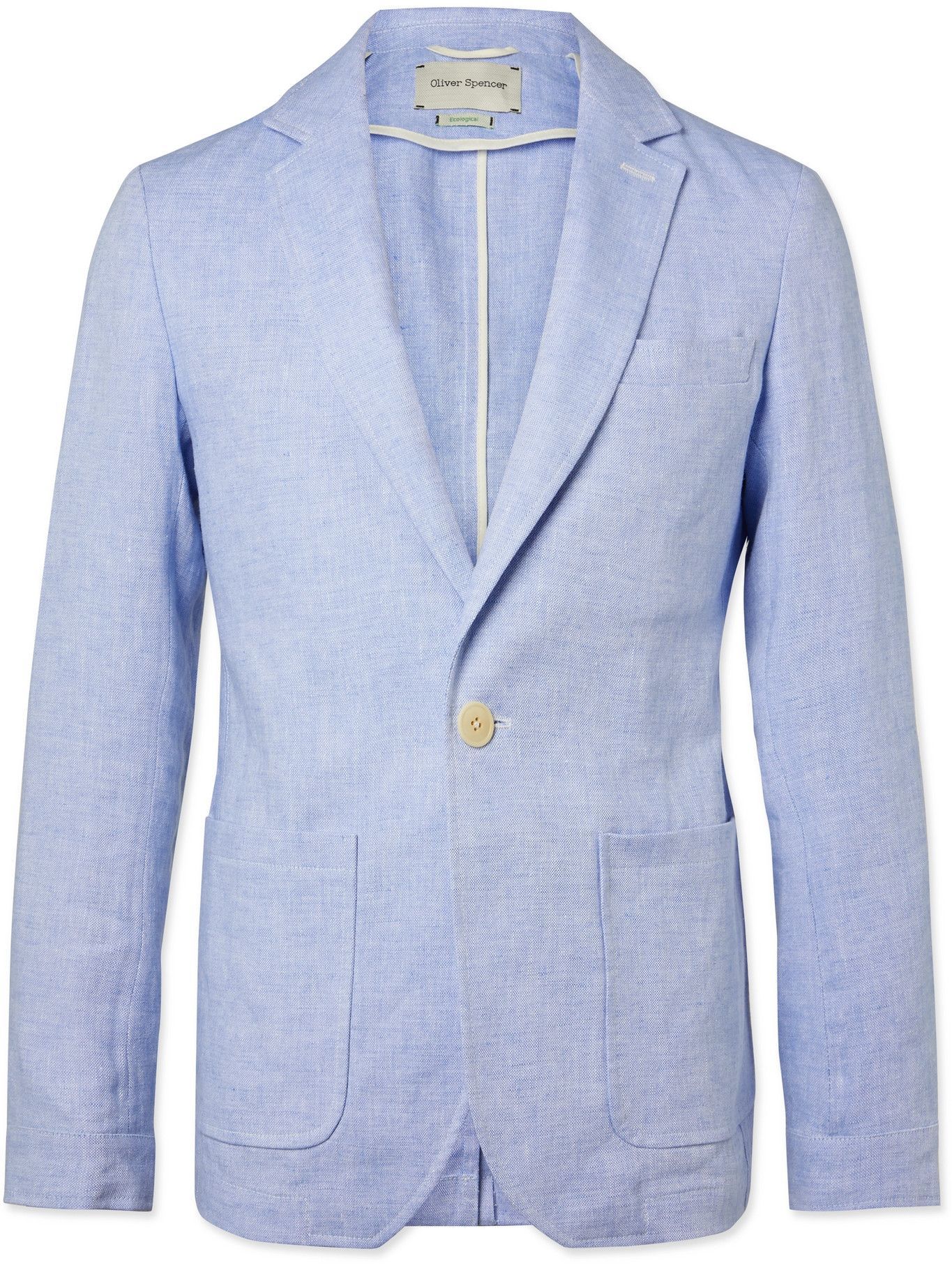 OLIVER SPENCER - Fairway Unstructured Linen Suit Jacket - Blue