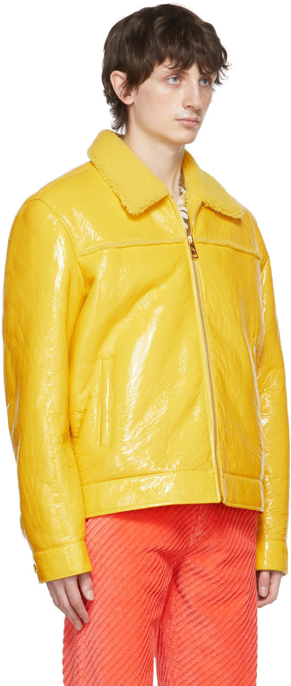 ERL Yellow Faux-Leather Jacket ERL