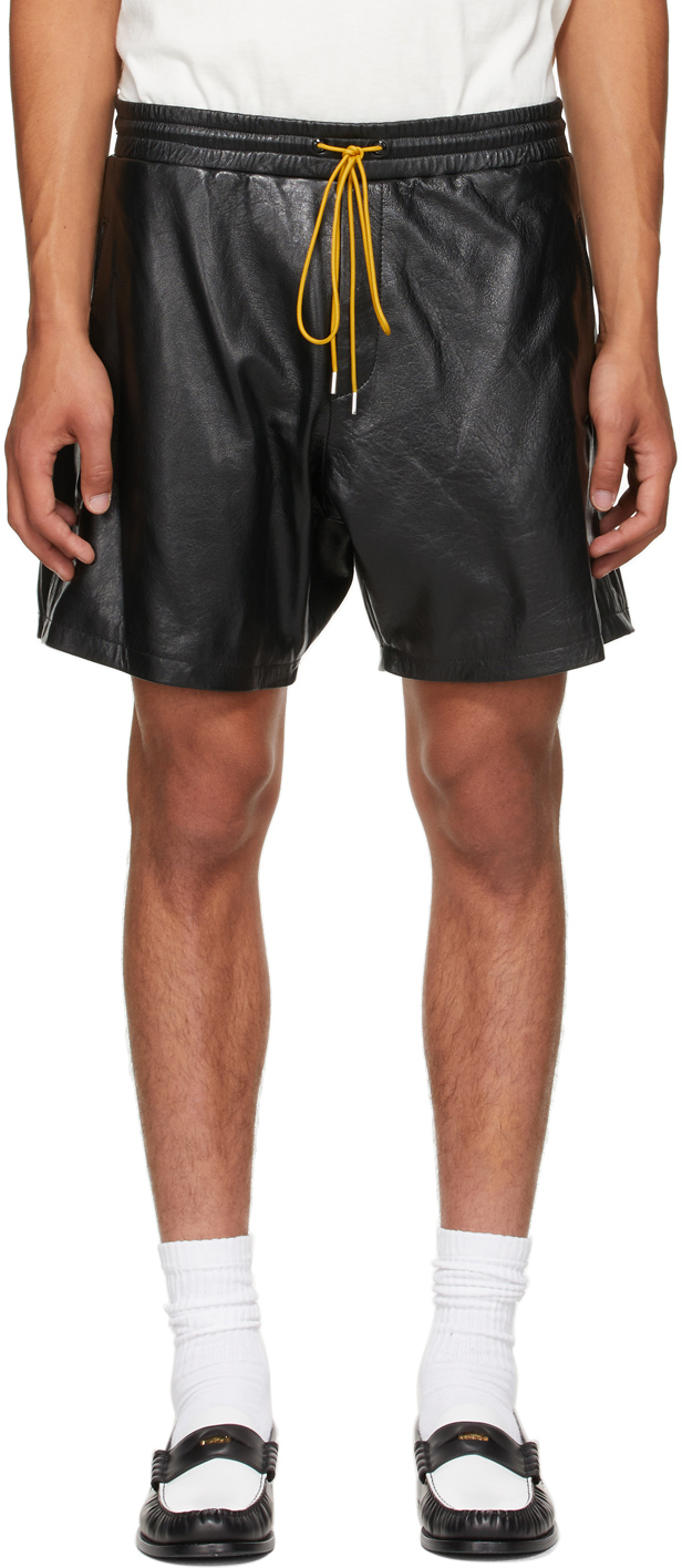 Rhude Black Leather Ciesta Shorts Rhude