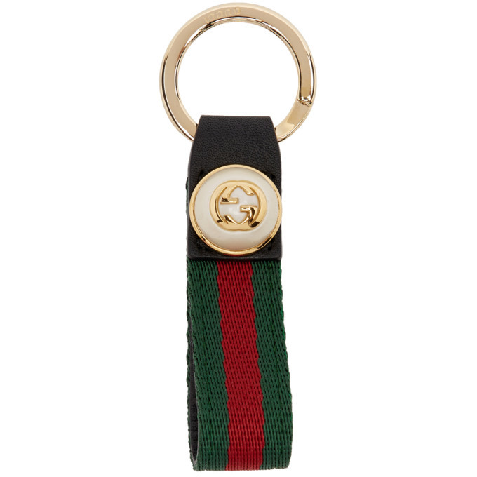 Gucci Green and Red GG Web Keychain Gucci
