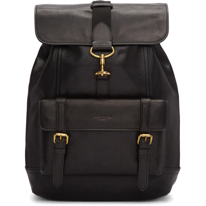 coach black leather backpack