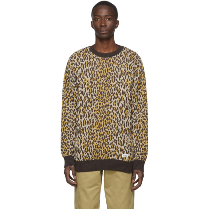 Wacko Maria Brown and Beige Leopard Jacquard Sweater Wacko Maria