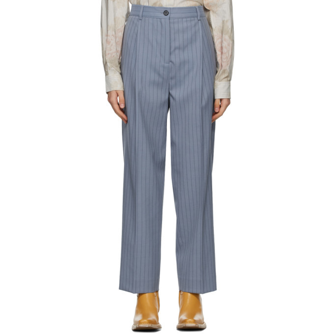 Blue Wool Pleated Trousers Acne Studios