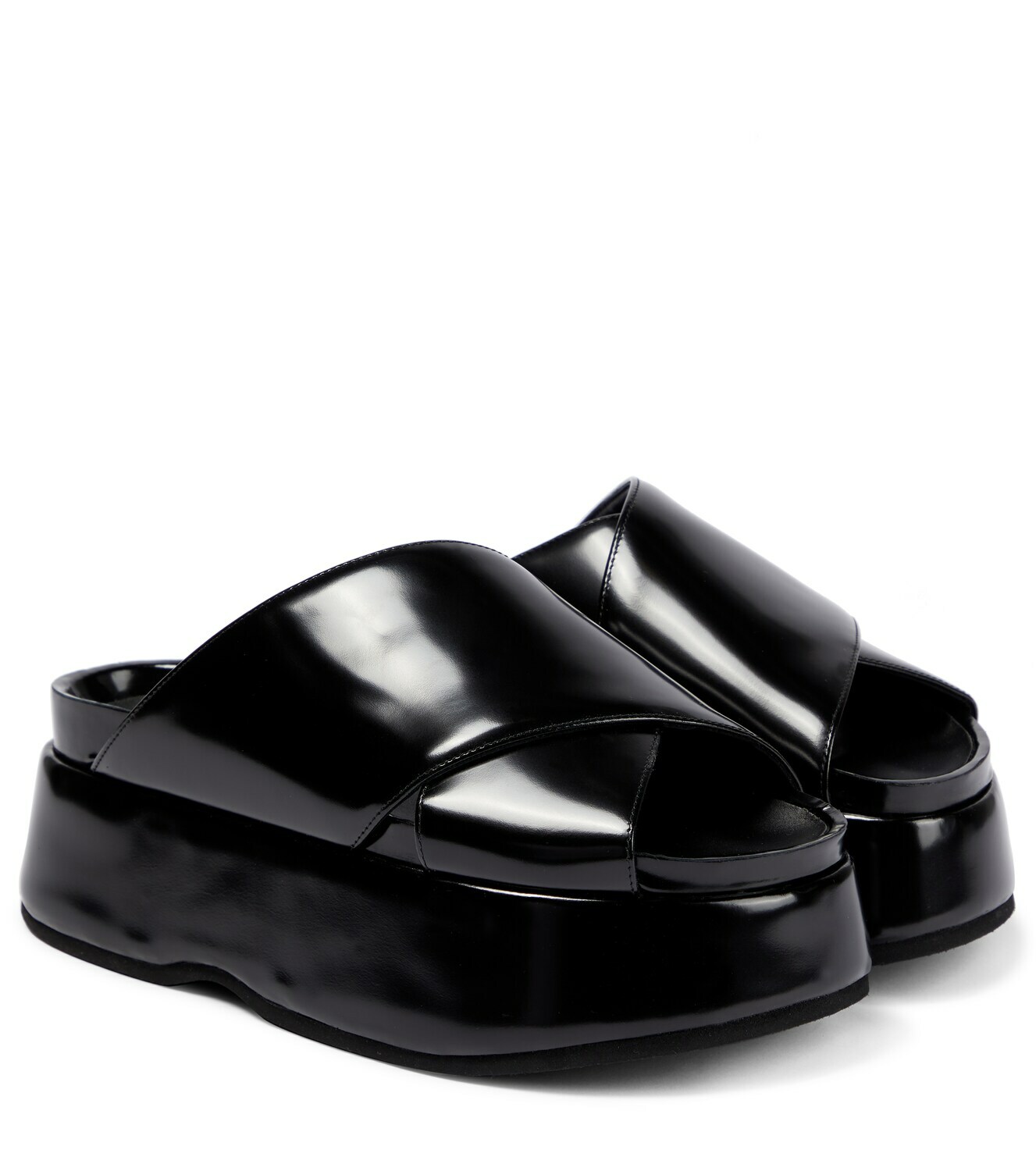 Junya Watanabe - Crossover platform leather sandals Junya Watanabe