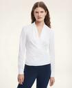 Brooks Brothers Women's Cotton Blend Faux Wrap Blouse | White
