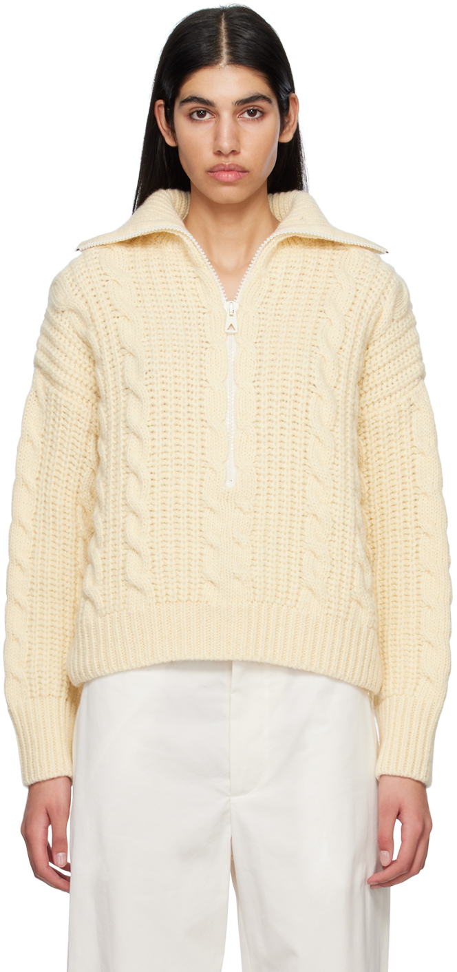 Bottega Veneta Off-White Half-Zip Sweater Bottega Veneta