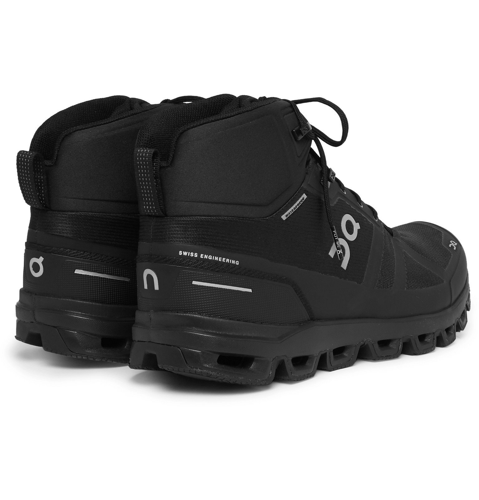 On Cloudrock Waterproof RubberTrimmed Mesh Boots Black On