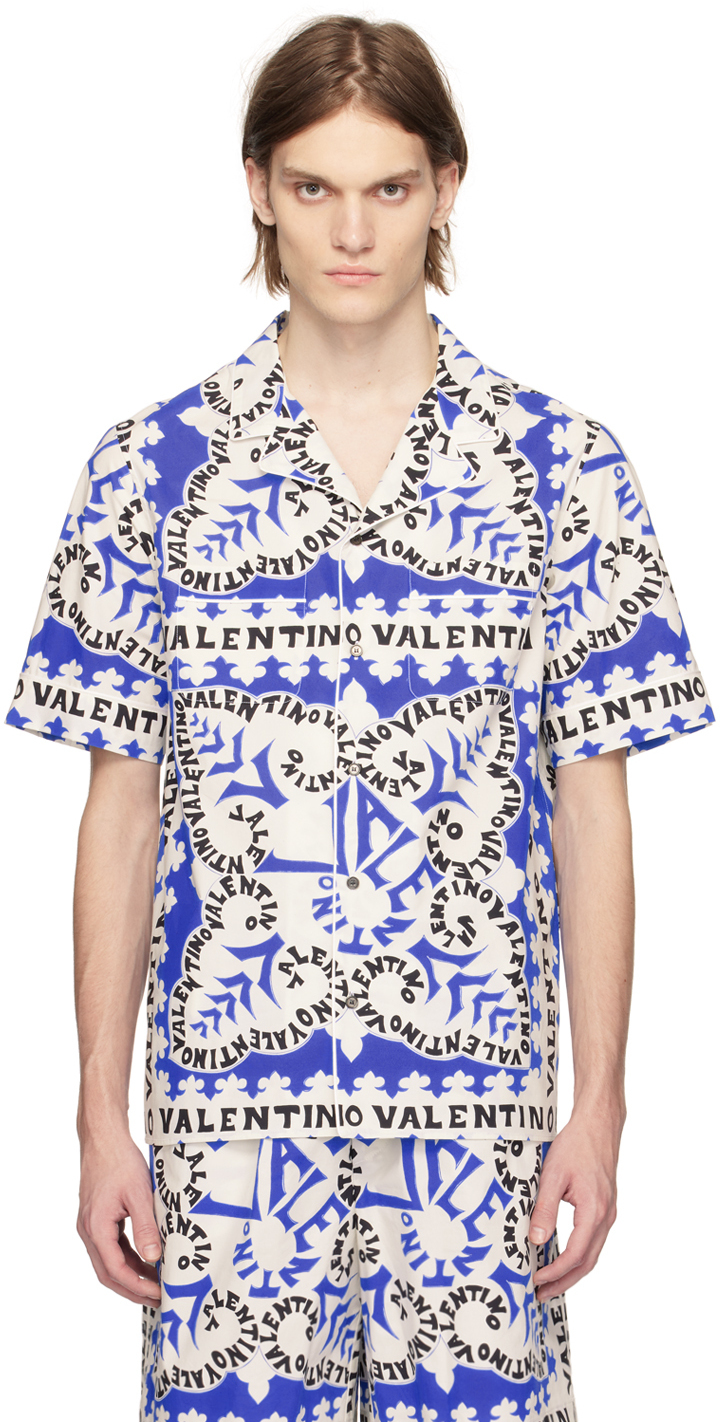 Valentino White & Blue Mini Bandana Shirt Valentino