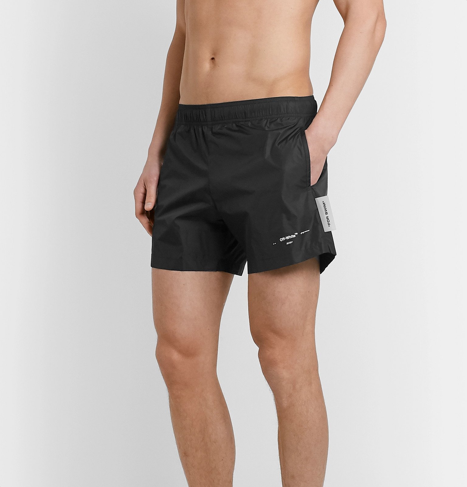 off white logo swim shorts