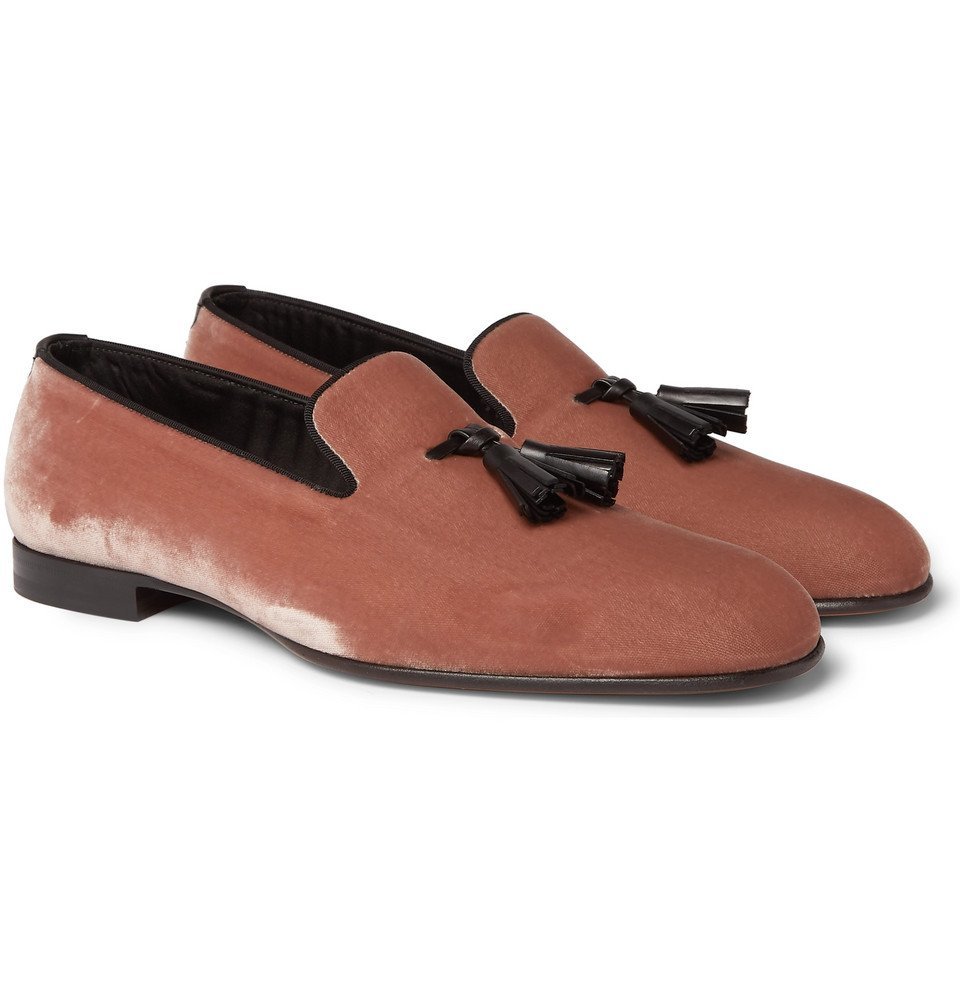 TOM FORD - William Leather-Trimmed Velvet Tasselled Loafers - Pink TOM FORD