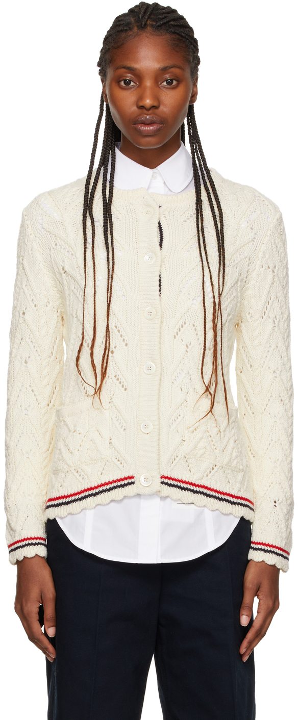 off white cable knit cardigan