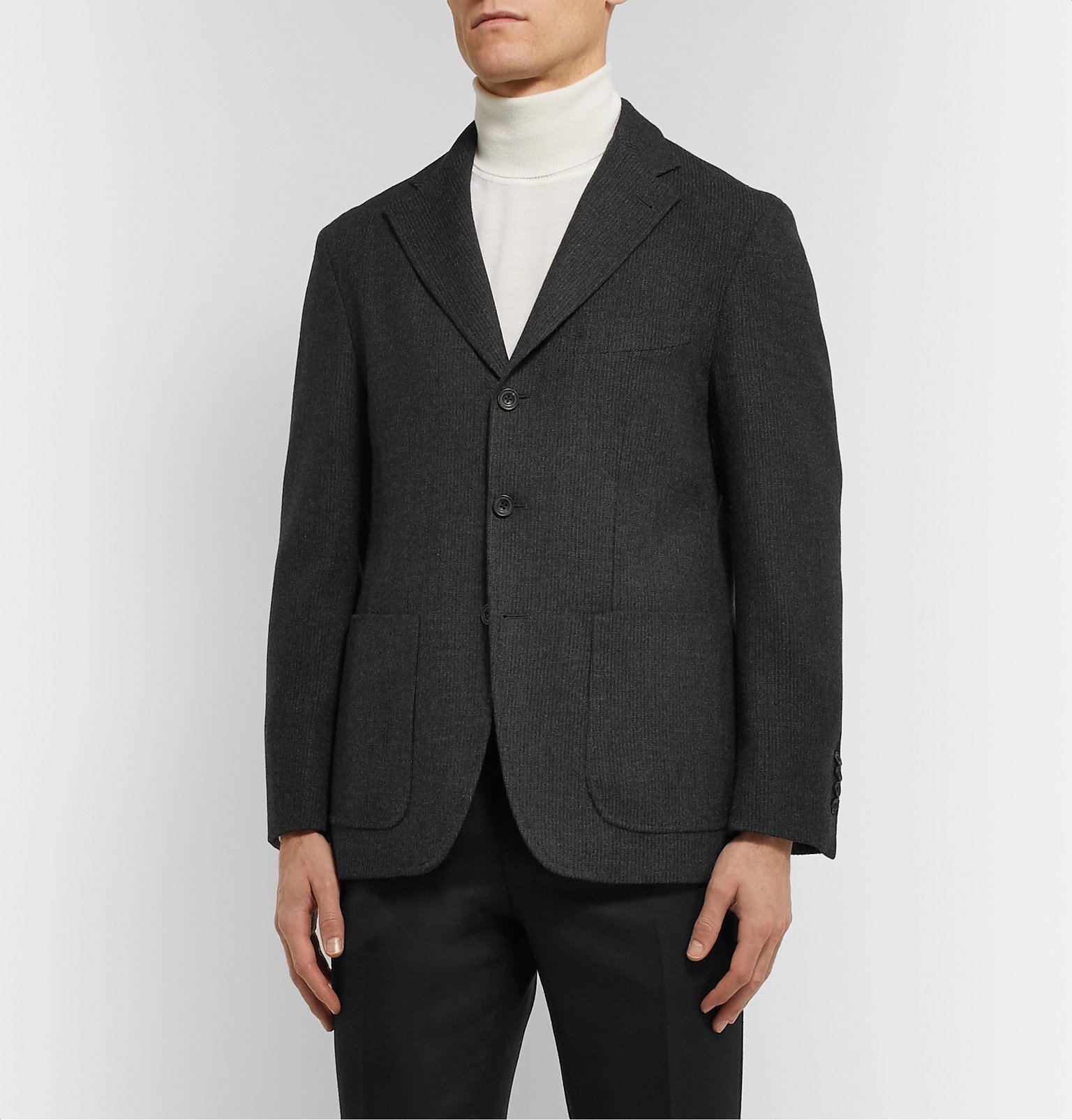 Rubinacci - Charcoal Slim-Fit Ribbed Virgin Wool-Blend Blazer - Gray ...