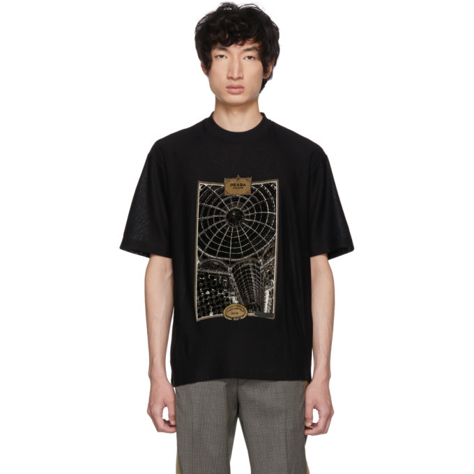 Prada Black Jacquard Jersey T-Shirt Prada