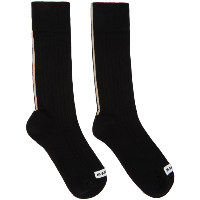 Jil Sander Black Logo Patch Socks Jil Sander