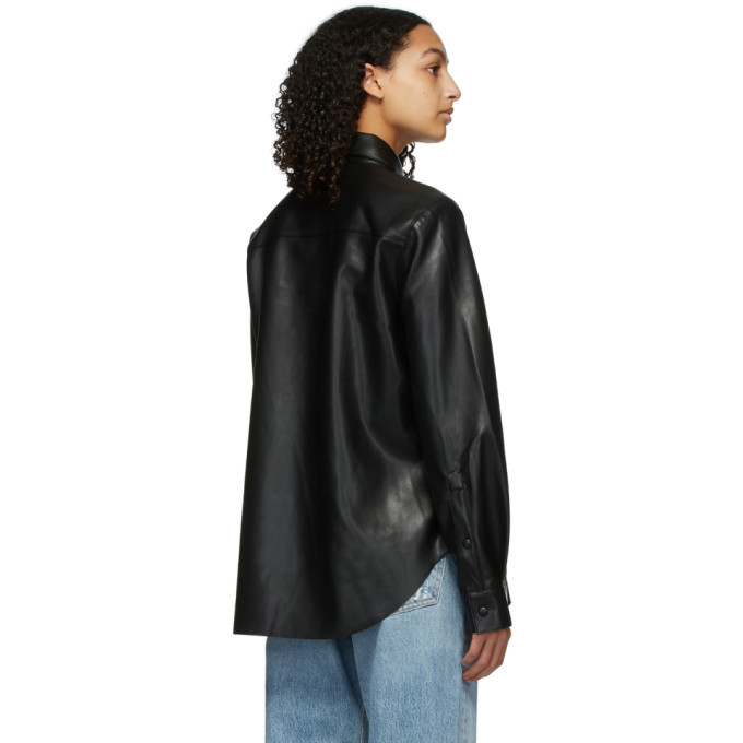 AGOLDE Black Faux-Leather Paloma Shirt 